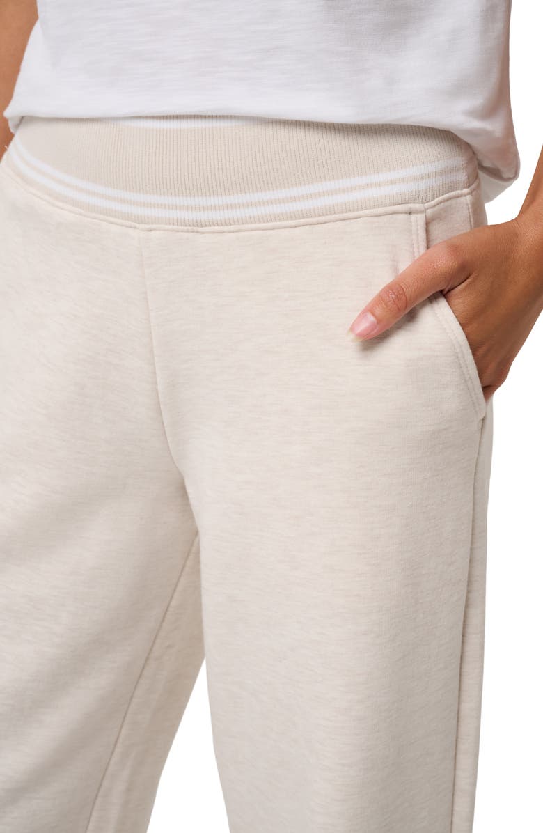 TravisMathew Cloud Fleece Clubside Wide Leg Pants, Alternate, color, Heather Brazilian Sand