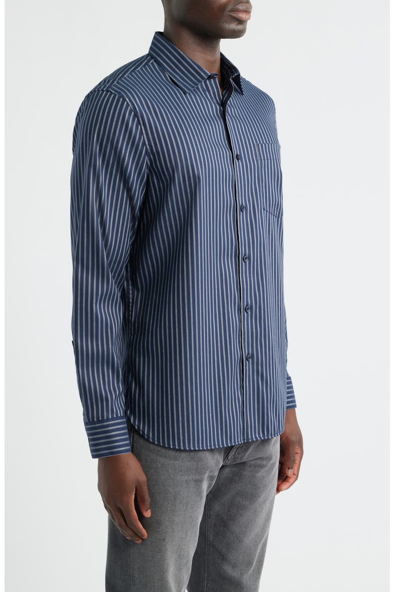 Lucian Stripe Stretch Button-Up Shirt, Alternate, color, NAVY LUCIAN STRIPE