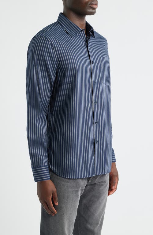 Nordstrom Lucian Stripe Stretch Button-up Shirt In Blue