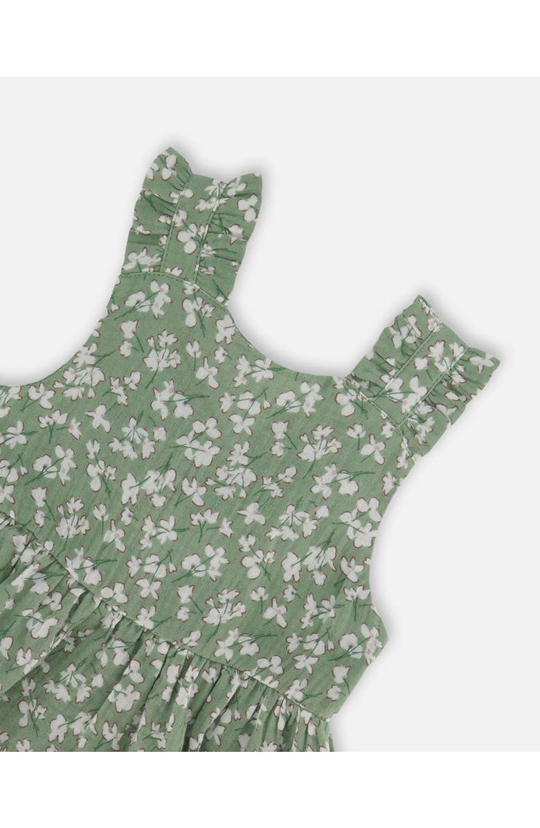 Deux par Deux Girl's Sleeveless Muslin Dress Green Jasmine Flower Print, Alternate, color,
