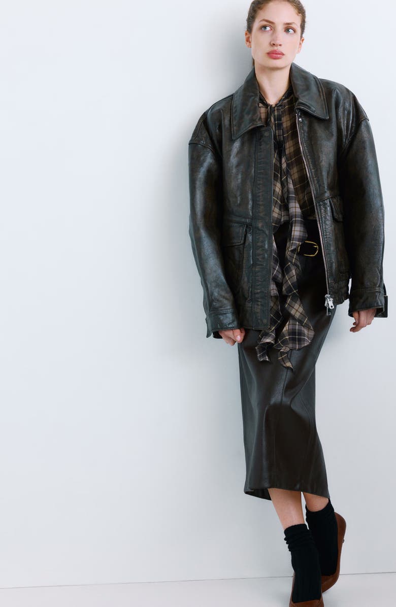 MANGO Scott Plaid Pussybow Top, Alternate, color,