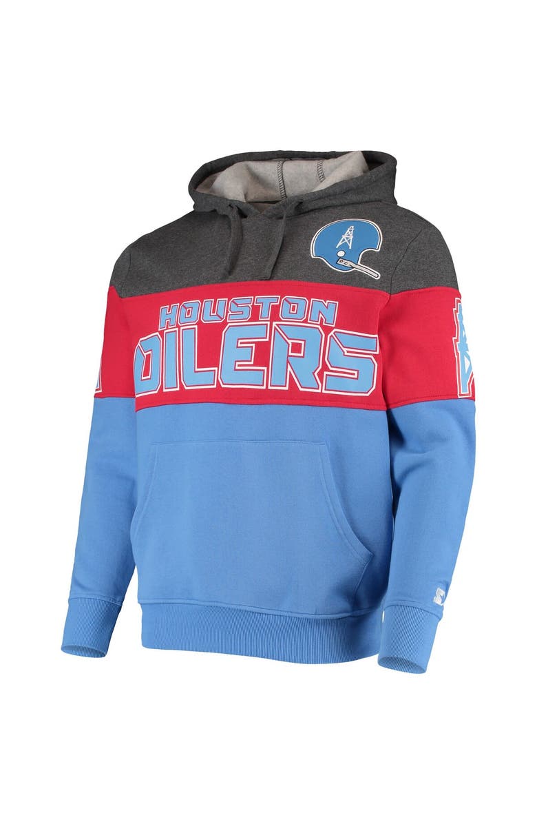 STARTER Men's Starter Gray/Red Houston Oilers Extreme Fireballer Throwback Pullover Hoodie, Alternate, color, Gray