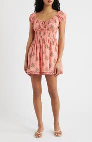 Saylor Carly Smocked Puff Sleeve Minidress