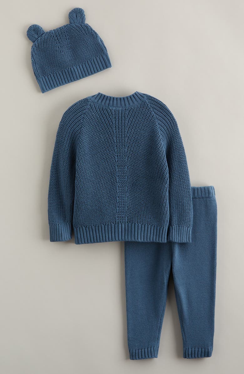 Nordstrom Knit Sweater, Pants & Hat Set, Alternate, color, Blue Stellar