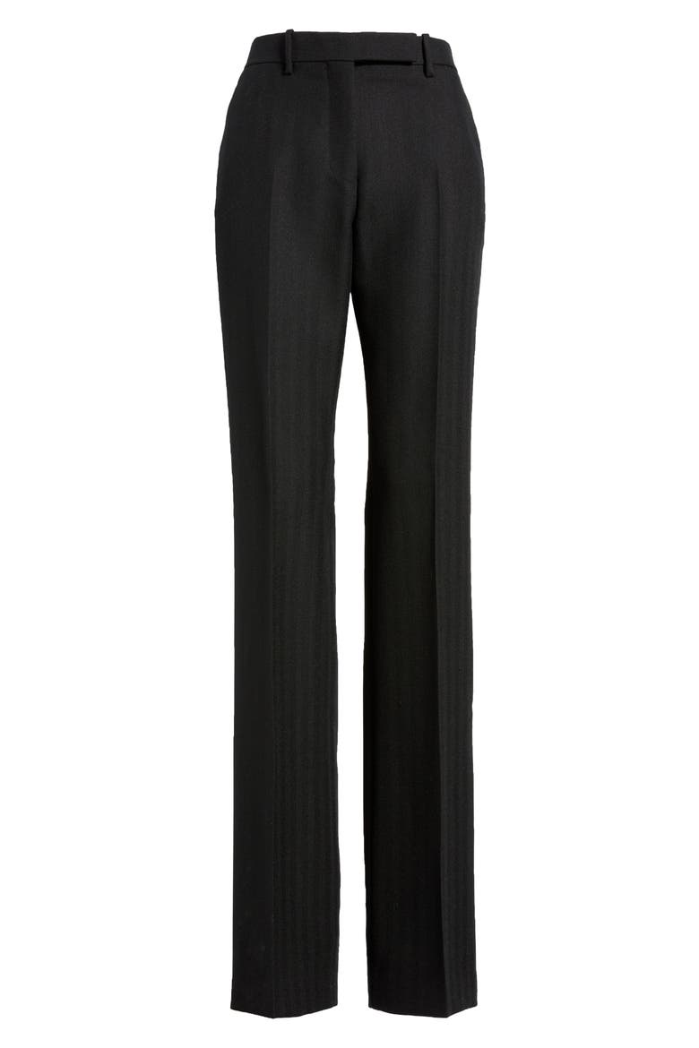 Sharp Herringbone Tailored Straight Leg Virgin Wool Trousers, Alternate, color, LB999 BLACK