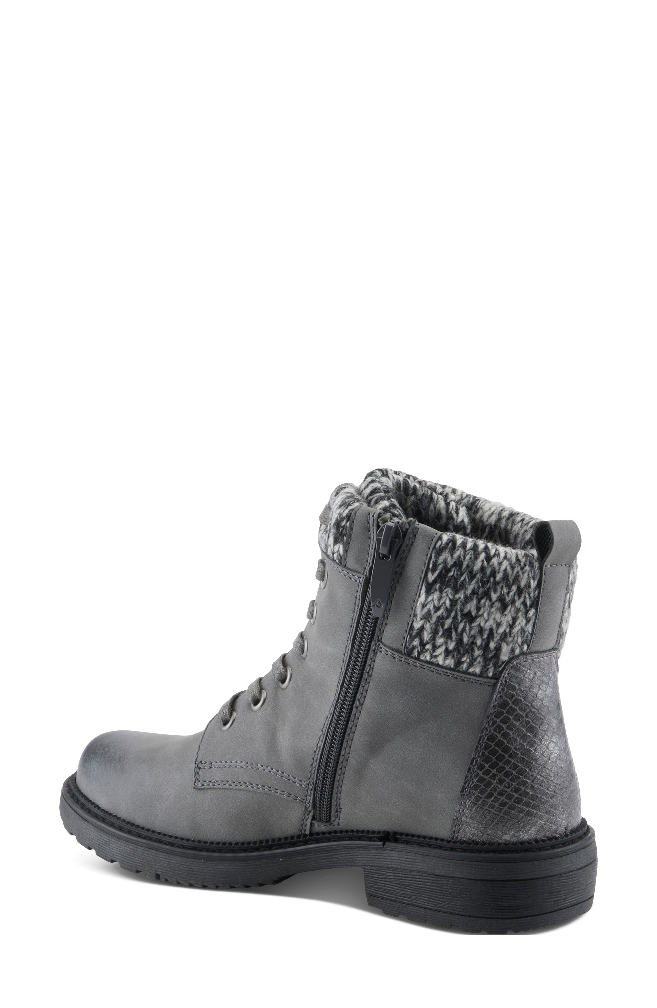 Khazera Water Resistant Faux Leather Bootie, Alternate, color, GREY