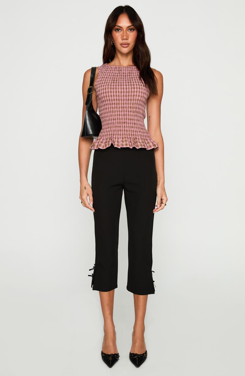 Princess Polly Chauntelle Gingham Smocked Cotton Blend Top, Alternate, color, Pink Check