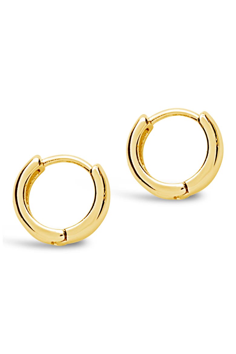 14K Yellow Gold Plated Sterling Silver Huggie Earrings, Main, color, GOLD
