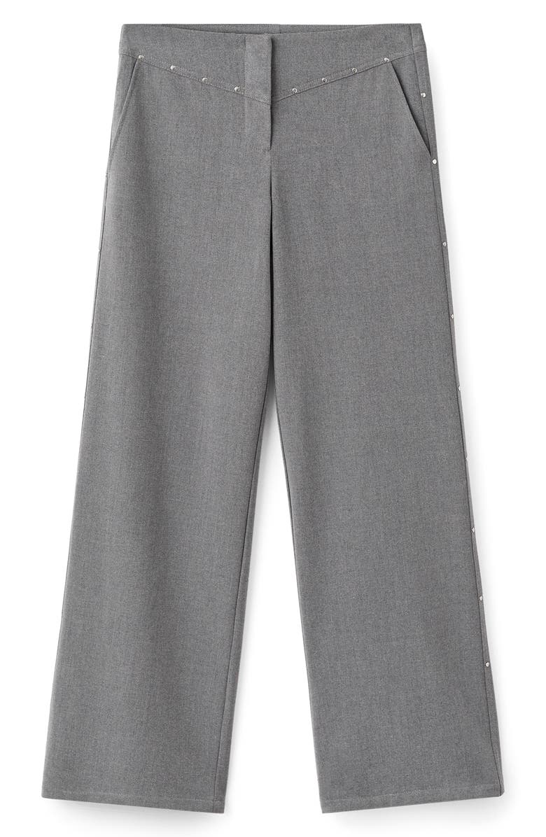 MANGO TEEN Studded Low Rise Pants, Alternate, color, Grey