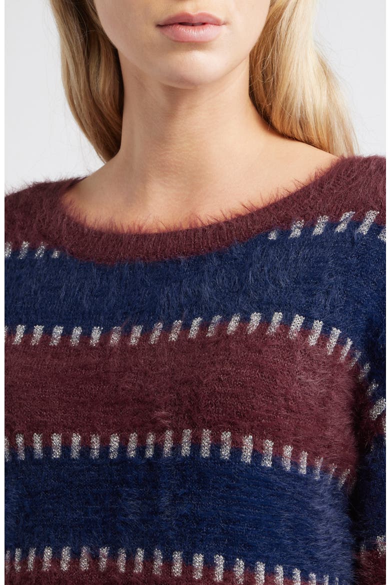 Stripe Metallic Boat Neck Sweater, Alternate, color, PLUM/ MIDNIGHT