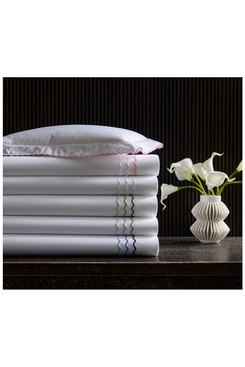 Axel Embroidered Flat Sheet, Alternate, color, SPRING GREEN