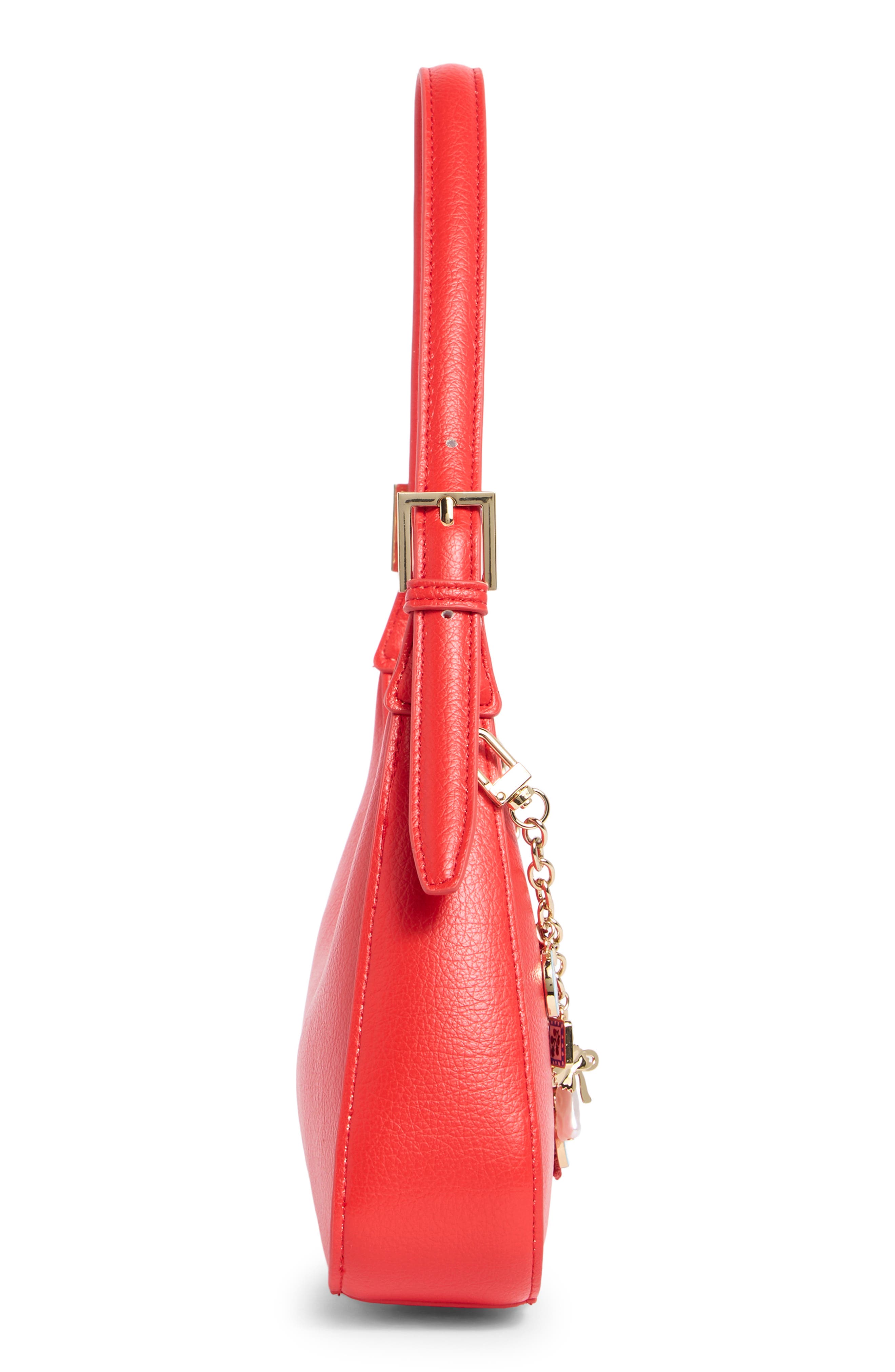 Faux Leather Shoulder Bag, Alternate, color, SCARLET