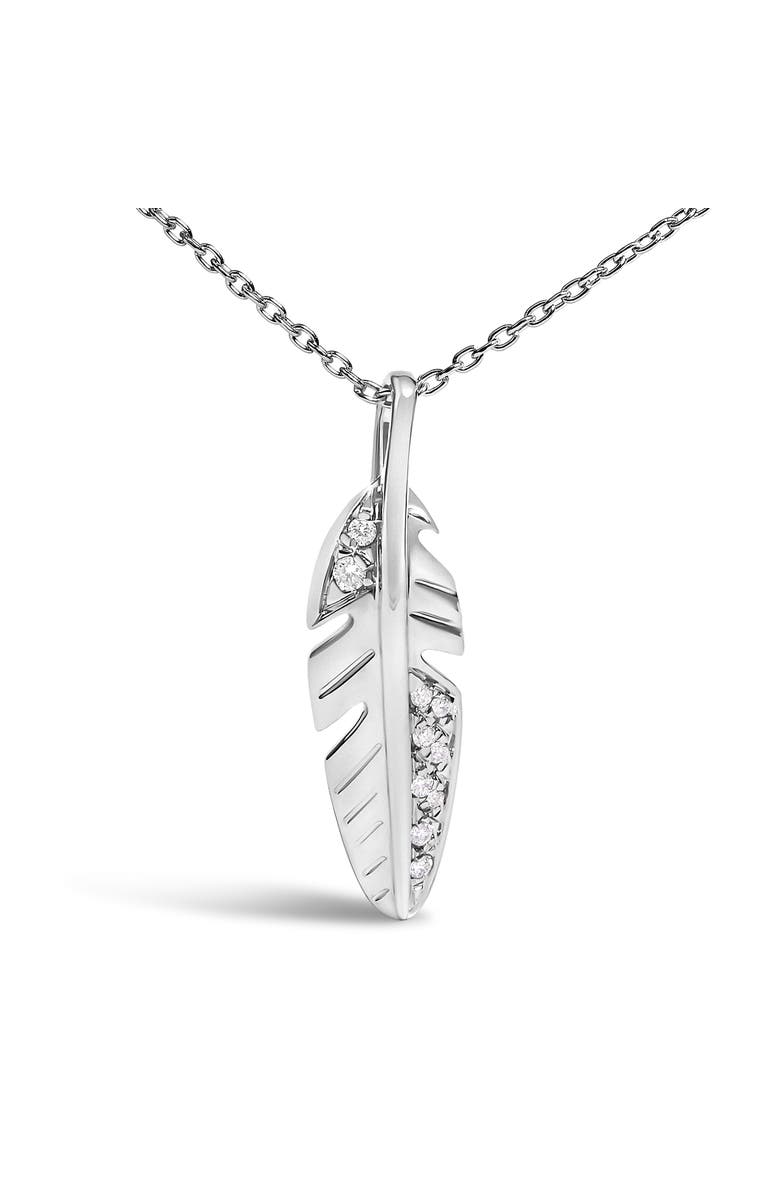 Haus of Brilliance 14K White Gold Diamond Accent Feather Pendant Necklace, Alternate, color, White Gold