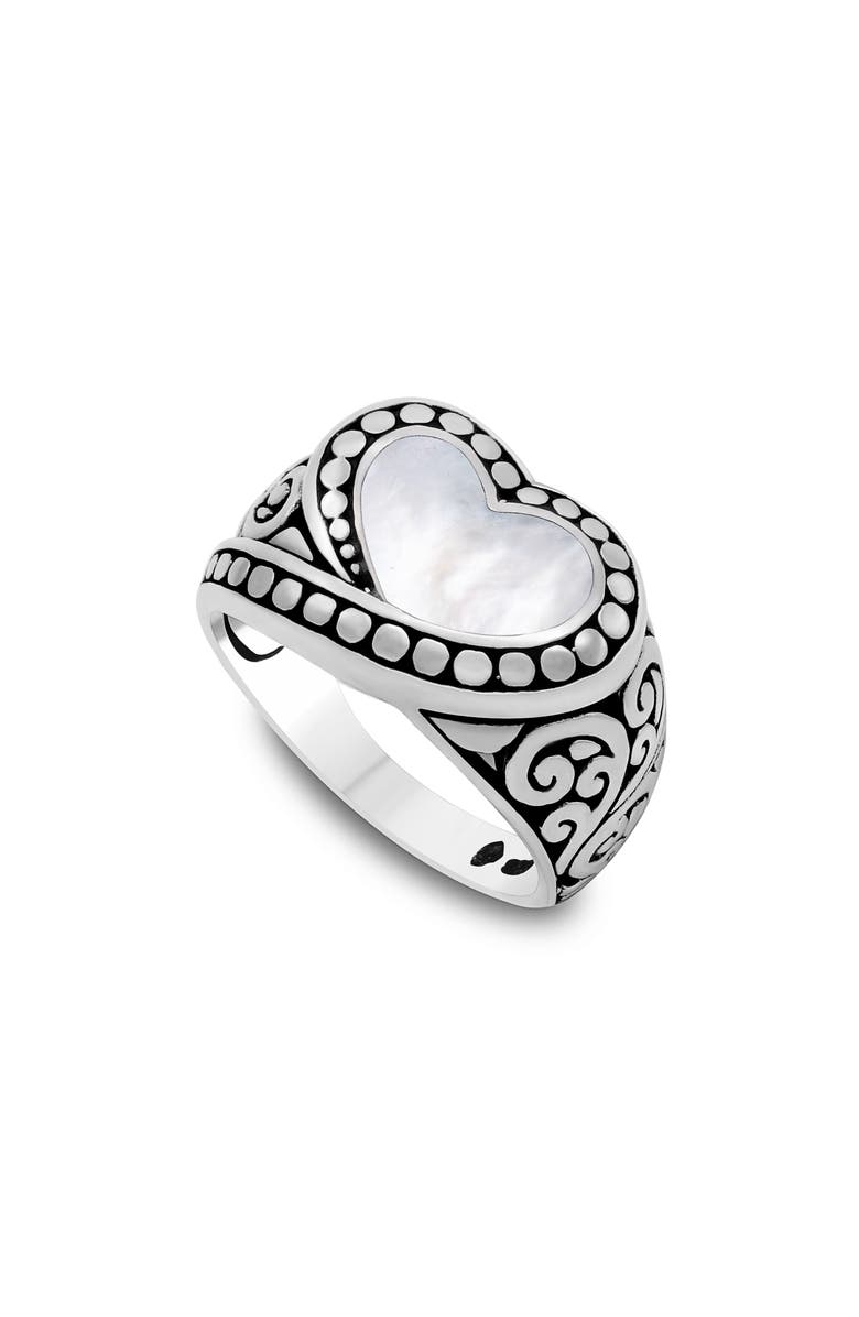 SAMUEL B. Heart Ring, Main, color, Silver/ White