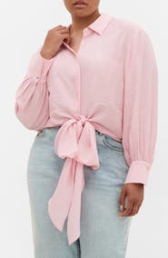 City Chic Rosabella Tie Hem Button-Up Shirt