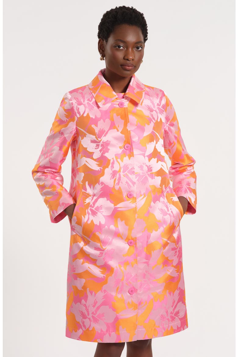 Floral Satin Brocade Jacket, Alternate, color, PINK/ ORANGE