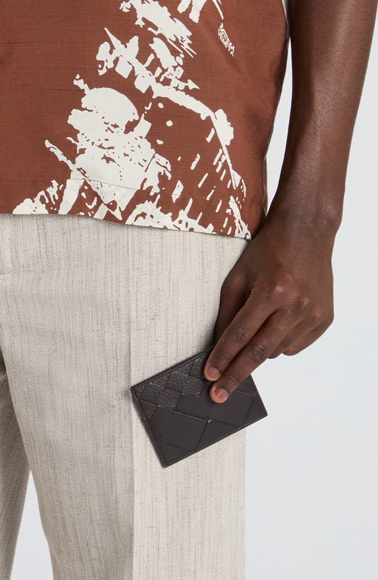 Bottega Veneta Intrecciato Leather Card Case, Alternate, color, 2145 Fondant-Silver