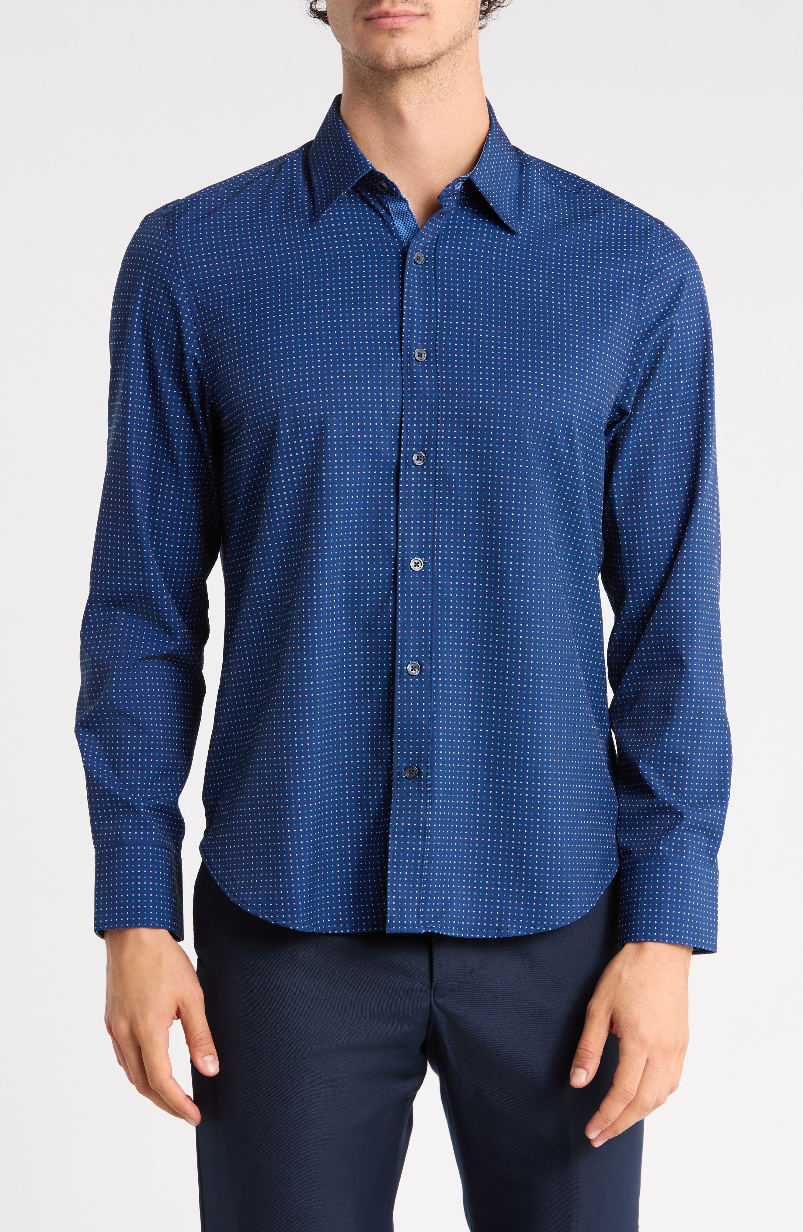 Polka Dot Slim Fit Long Sleeve Shirt