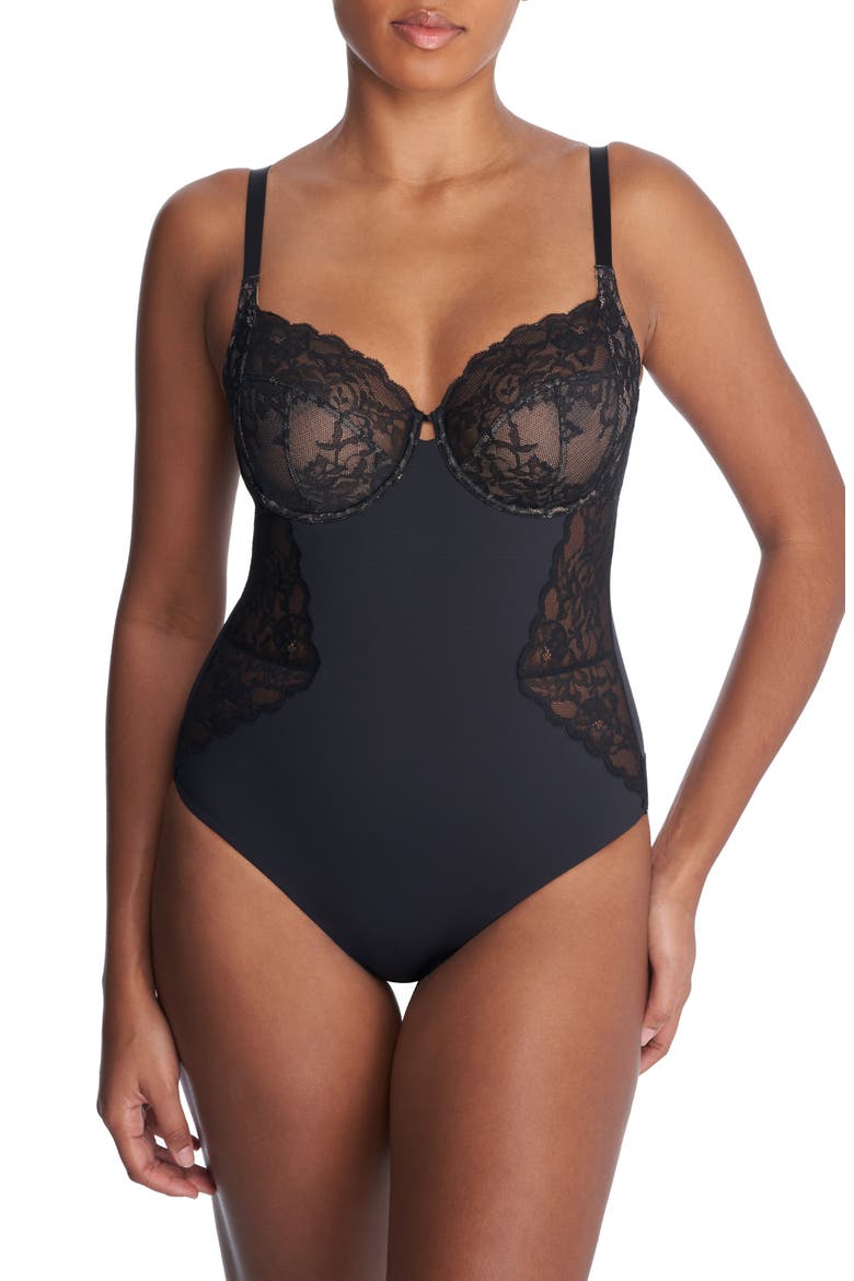 Statement Underwire Bodysuit, Main, color, BLK/ CAFE
