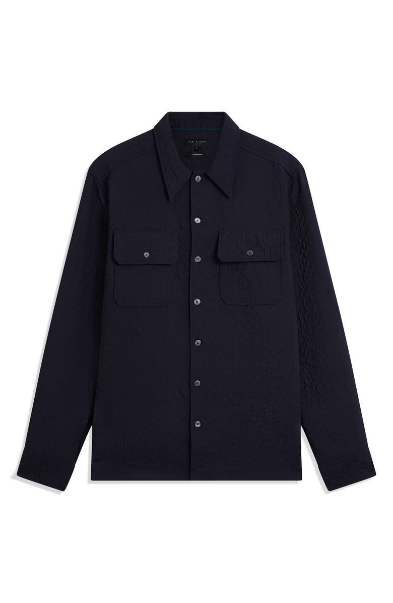 Ted Baker Gentil Jacquard Shirt Jacket, Alternate, color, Navy