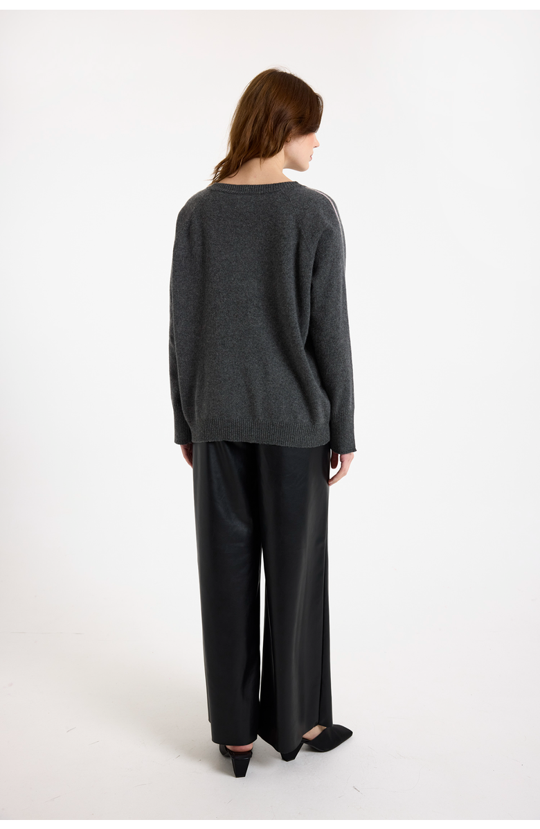 Brodie Pure Cashmere Glitz Split Cuff 100% Cashmere Sweater, Alternate, color, Derby Grey