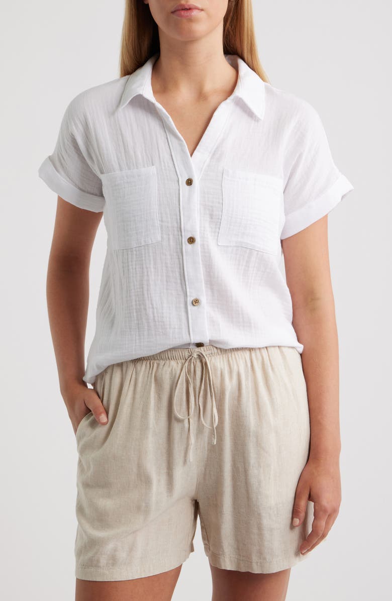 beachlunchlounge Chicago Gauze Shirt, Main, color, White