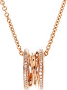 Pre-Owned Bvlgari B.Zero1 Open Design Legend Zaha Hadid Pendant Necklace 18K Rose Gold with Diamonds