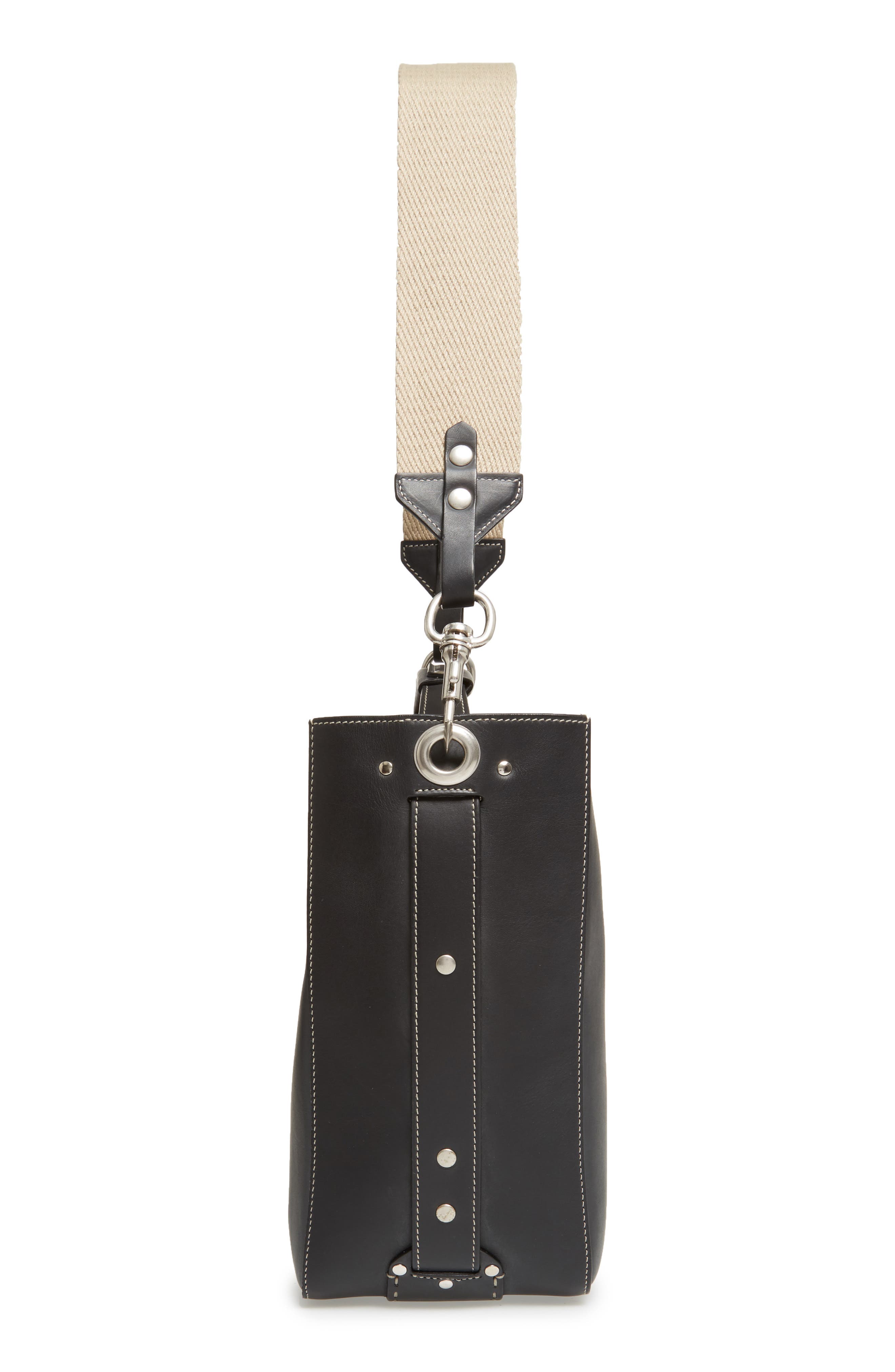 Starlet Leather Bucket Bag, Alternate, color, BLACK