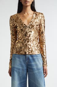 ST. JOHN Megan Stretch Sequin Top