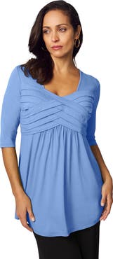 Jessica London Stretch Knit Pleated Tunic