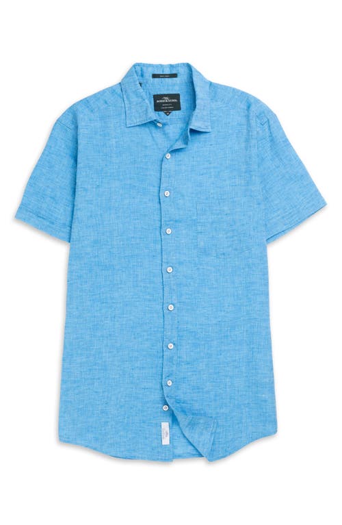 Rodd & Gunn Palm Beach Sports Fit Short Sleeve Linen Button-up Shirt In Blue