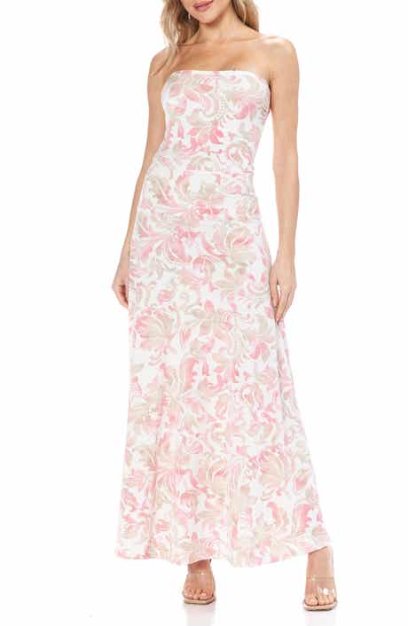 O.L. Printed Strapless Maxi Dress