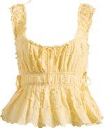 All in Favor Side Tie Embroidered Cotton Eyelet Top