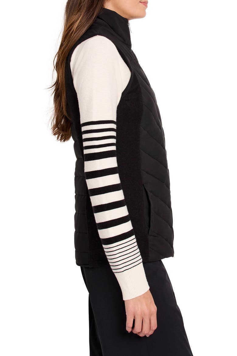 Quilted Mixed Media Jersey Puffer Vest, Alternate, color, BLACK ONYX