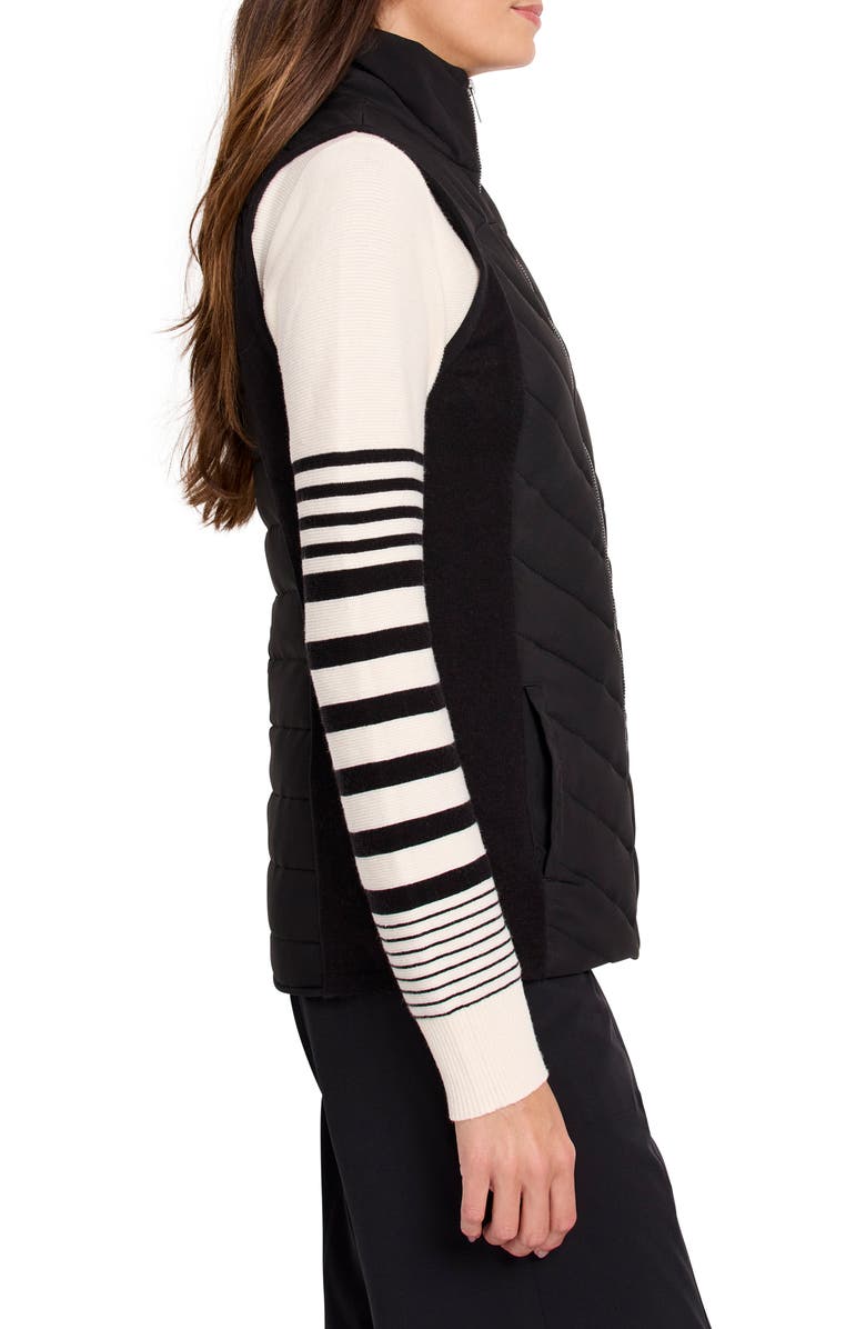 NZ ACTIVE by NIC+ZOE Quilted Mixed Media Jersey Puffer Vest, Alternate, color, Black Onyx