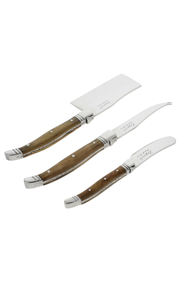 3-Piece Laguiole Connoisseur Olive Wood Cheese Set, Alternate, color, OLIVE WOOD