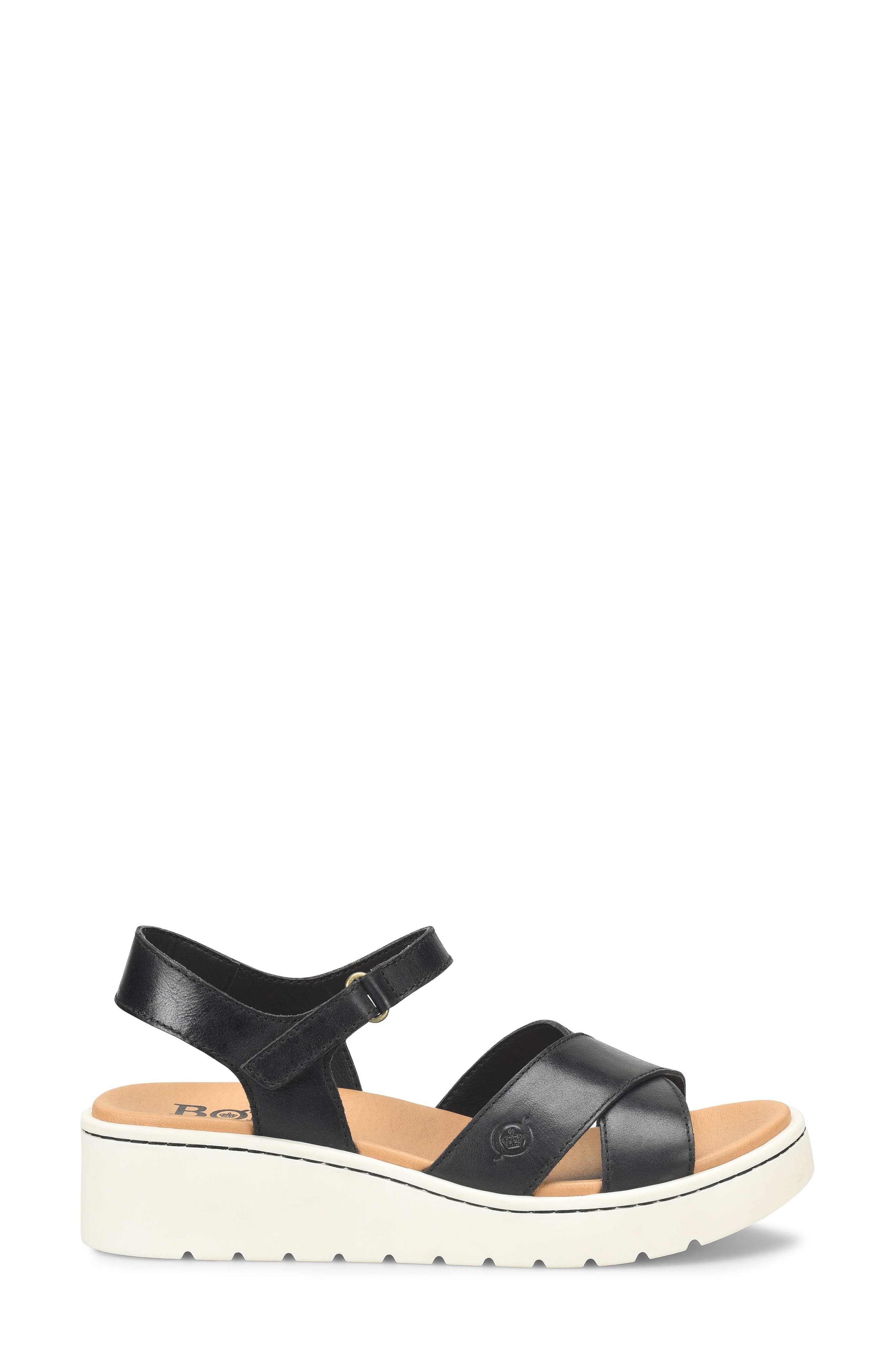 Børn Katrina Ankle Strap Platform Wedge Sandal, Alternate, color, Black Leather