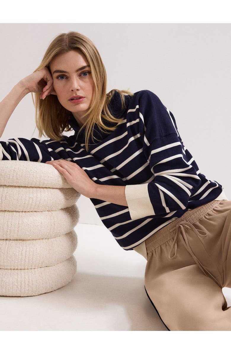 Phase Eight Salima Roll-Neck Jumper, Alternate, color, Navy/Ivory