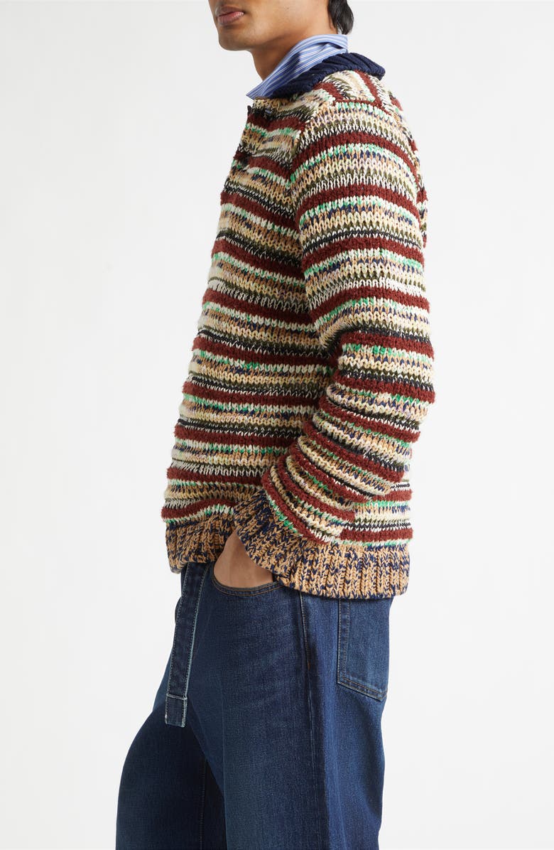 Sacai Mix Knit Polo Sweater, Alternate, color, Beige Multi