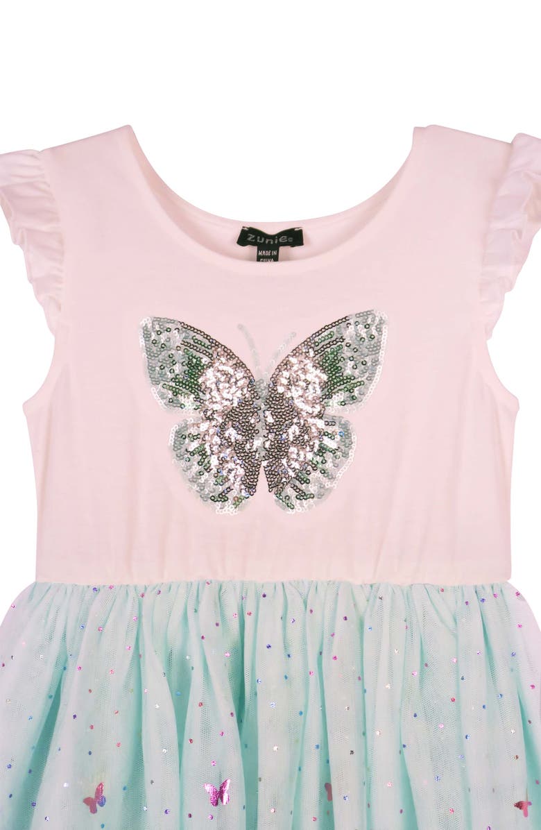 Zunie Kids' Sequin Butterfly Tutu Dress, Alternate, color, Ivory/ Mint