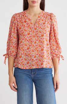 Renee C Floral Puff Sleeve Blouse
