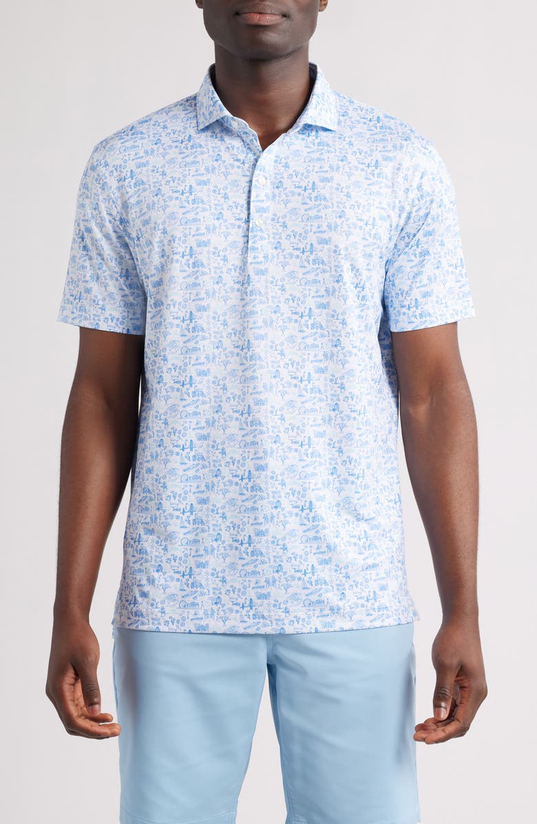 johnnie-O Jo 20th Travel Print PREP-FORMANCE Golf Polo, Main, color, Palisades Blue