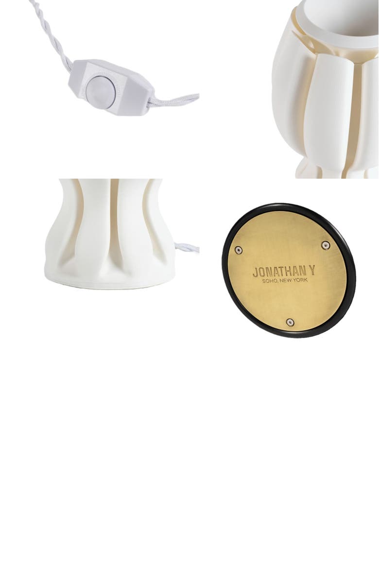 JONATHAN Y Flower 13" Tropical Coastal Plant-Based PLA 3D Printed Dimmable LED Table Lamp, Alternate, color, White