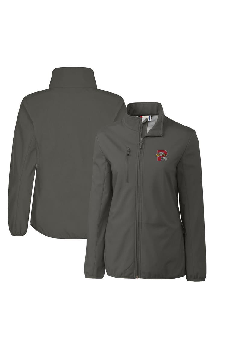 Women's Cutter & Buck  Steel Portland Sea Dogs Clique Trail Stretch Softshell Full-Zip Jacket, Main, color, Steel