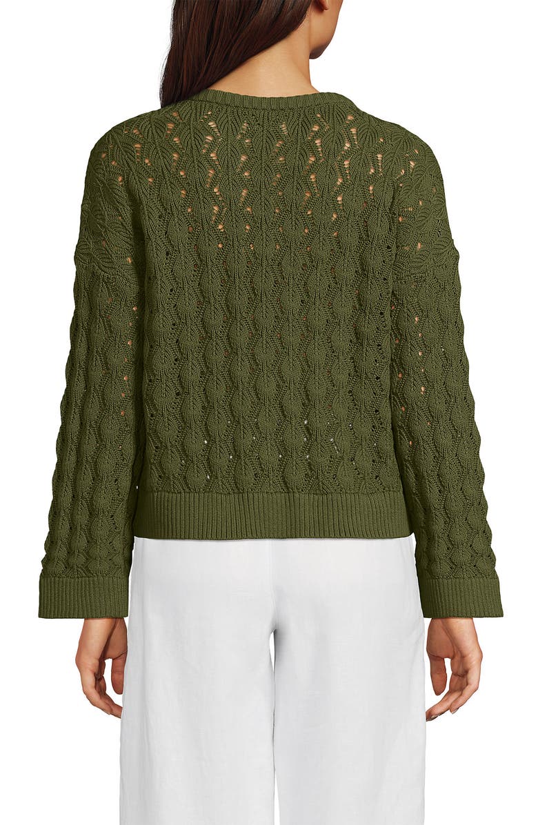 Lands' End Drifter Tie Notch Neck Sweater, Alternate, color, Artichoke