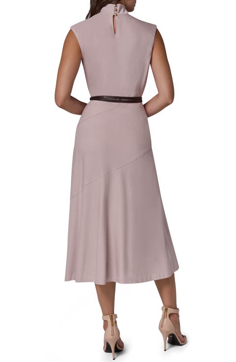 Belted A-Line Midi Dress