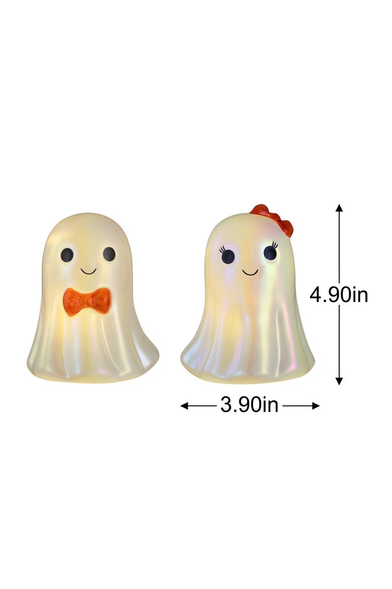 Set of 2 Mini Pearlized Glass Ghost Couple, Alternate, color, White