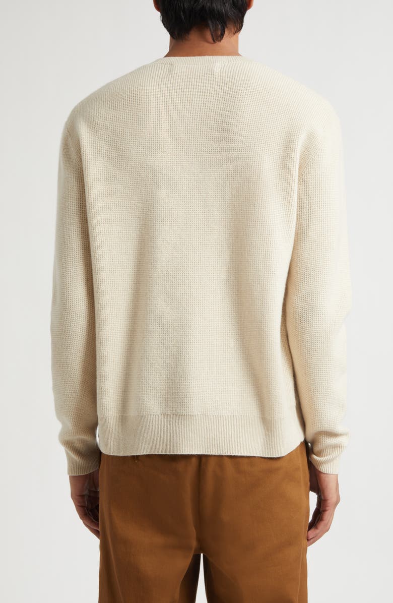The Elder Statesman Cashmere Thermal Waffle Stitch Henley Sweater, Alternate, color, Natural