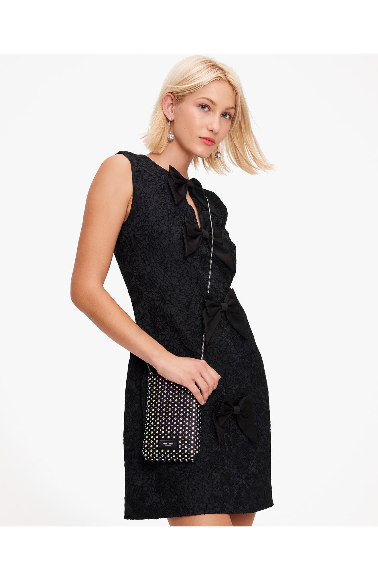 Kate Spade New York swing embellished satin phone crossbody bag, Alternate, color, 