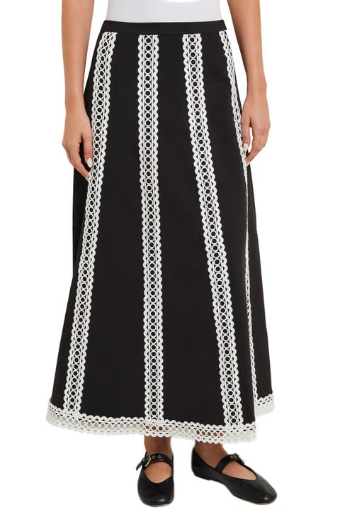 Misook Eyelet Lace Stripe Maxi Skirt | Nordstrom